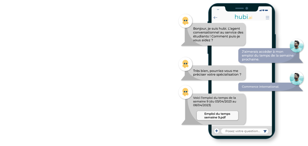 Un chatbot pour les demandes des étudiants Hubi.ai