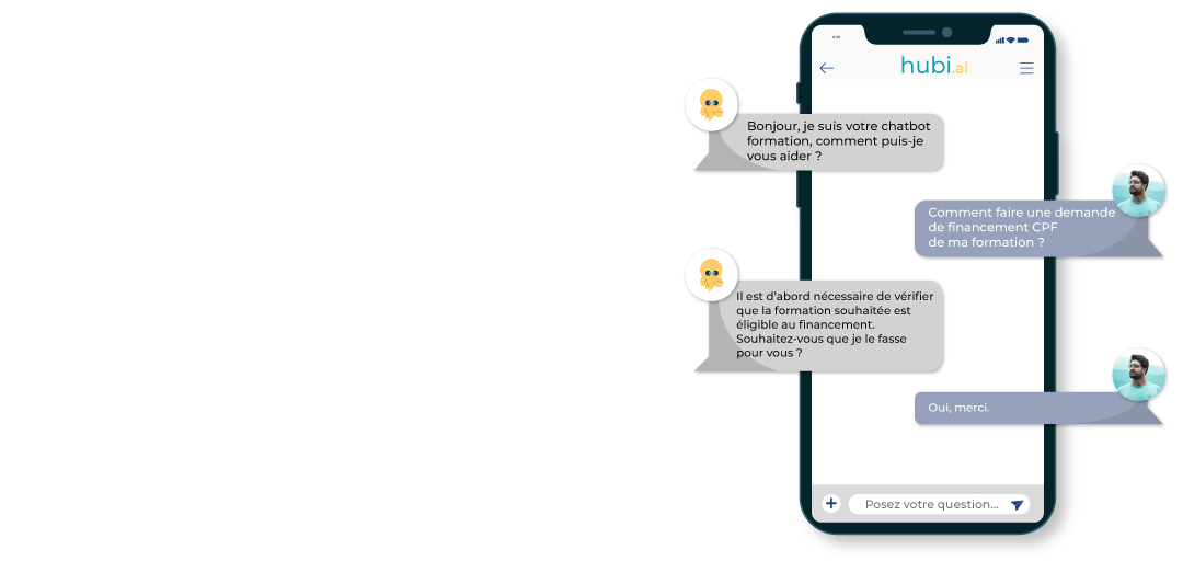 Un chatbot pour la demande de financement CPF Hubi.ai