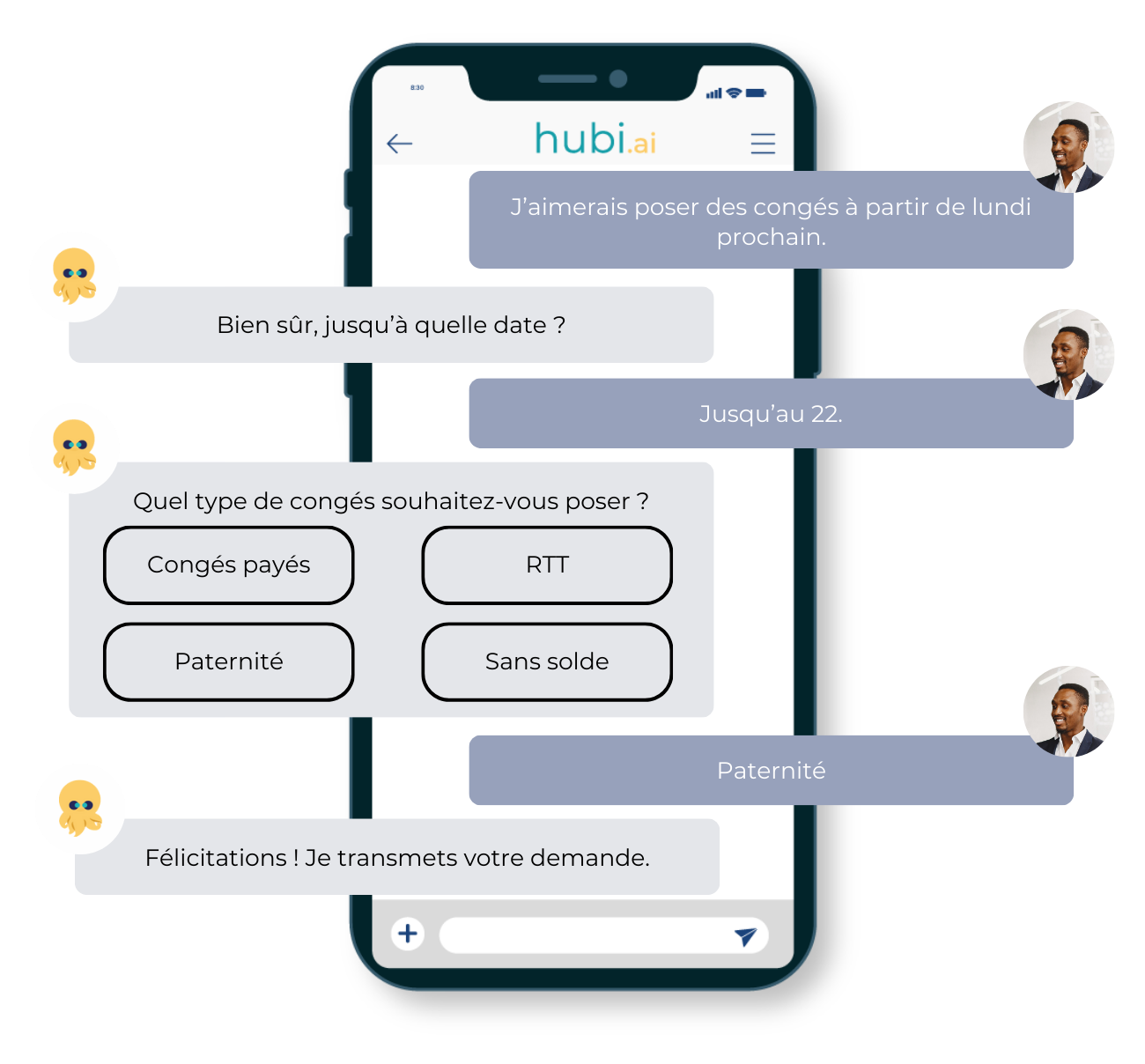 Une demande de congés assistée par chatbot