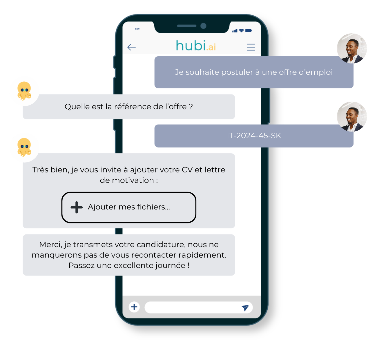 Un dépôt de candidature assisté par chatbot